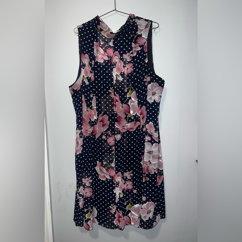 Signature by Robbie Bee Navy Floral Midi Dress